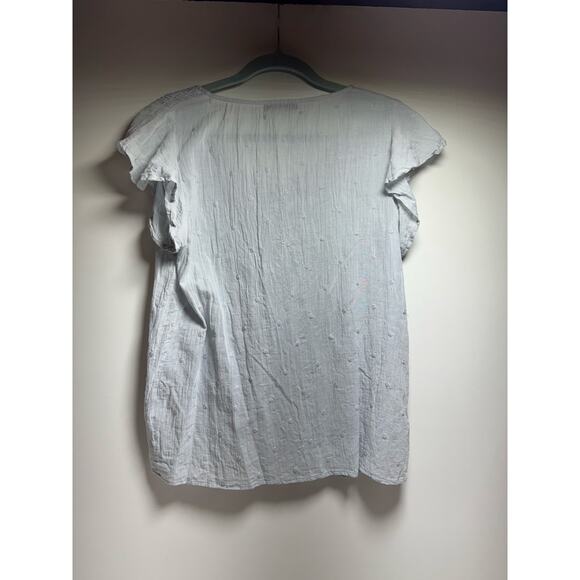 Wishlist Apparel Women’s Blouse Sz L Short Cap Sleeve Button Front Cottage Core - Picture 3 of 7